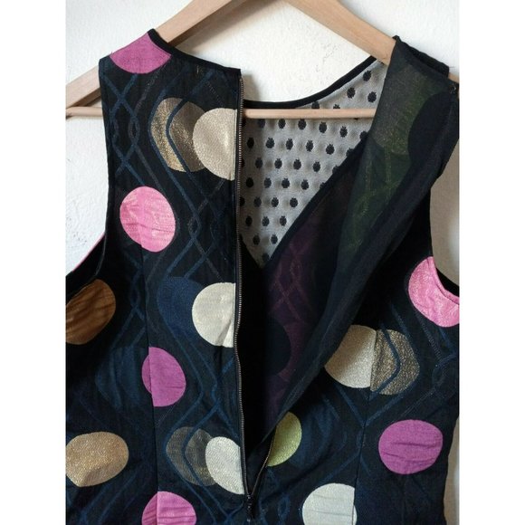 MAEVE ANTHROPOLOGIE Tilde Shift Jacquard Dress Metallic Dots Mod Retro 70s Sm - Picture 5 of 9